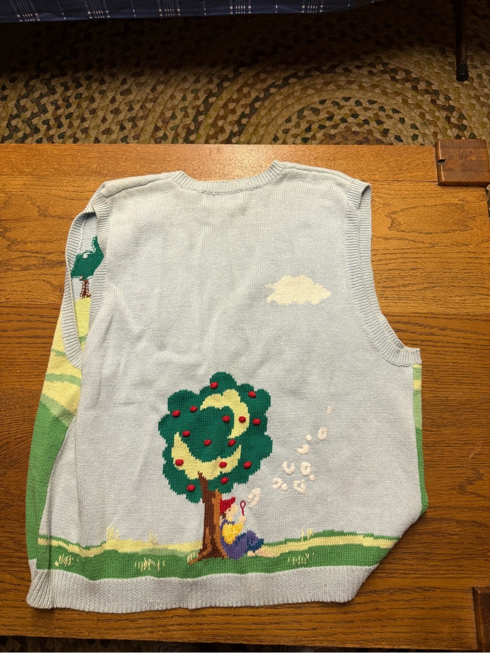 XL Bechamel Light Blue Scenic V-Neck Knit Vest - Picture 2 of 2
